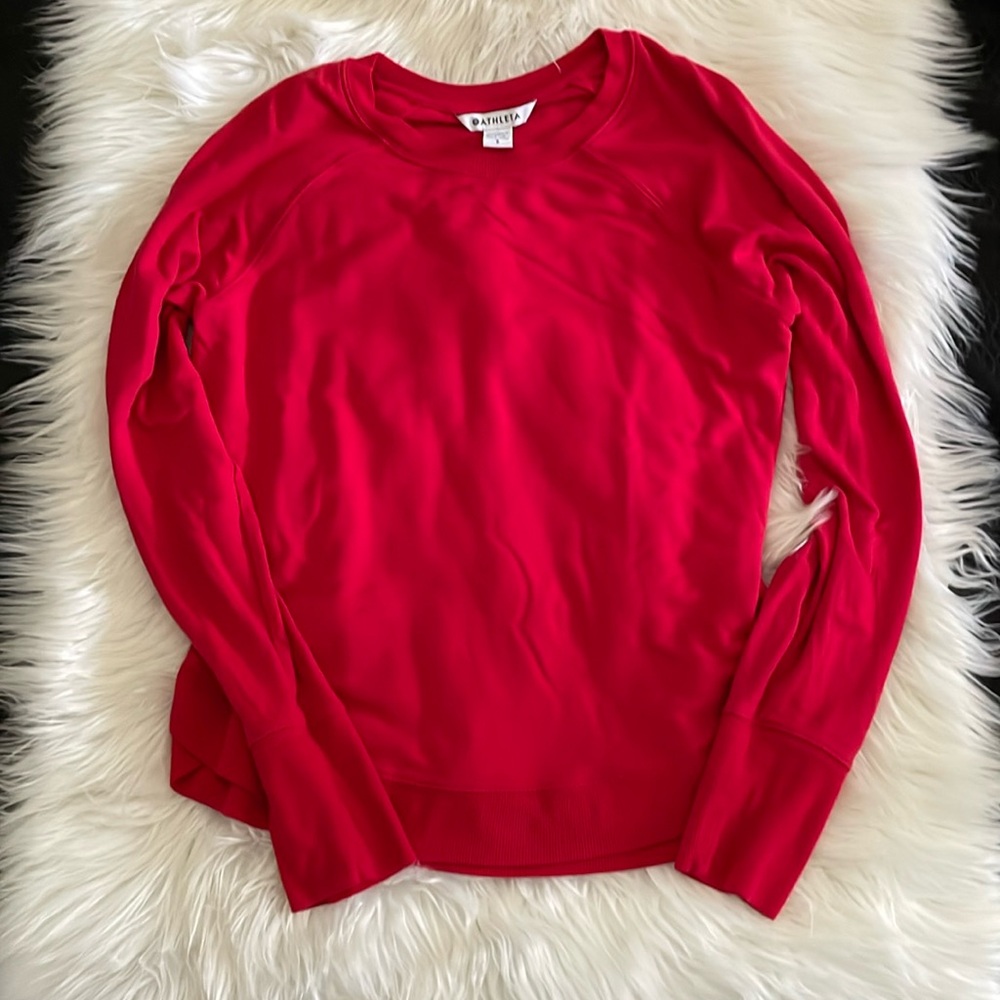 ATHLETA mindset sweatshirt cherry red knit cuff hem women’s small